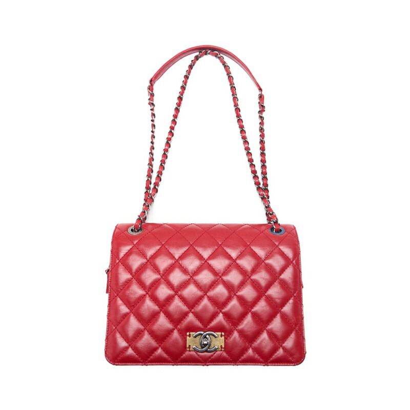 Chanel Matelasse Turnlock Chain Shoulder Vintage Calf Black With Silver And