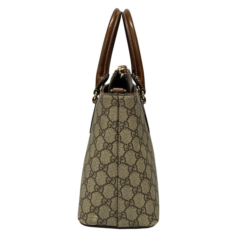 Gucci Handbag - 409534 Dark Brown And Beige Leather