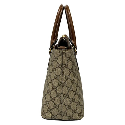 Gucci Handbag - 409534 Dark Brown And Beige Leather