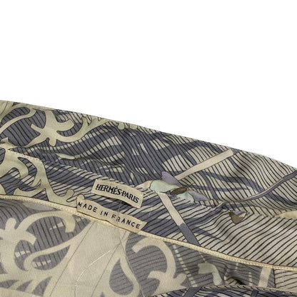 Hermes Long Sleeve Shirt Blouse Size 36 S Women's - Ivory Purple And Multi Silk