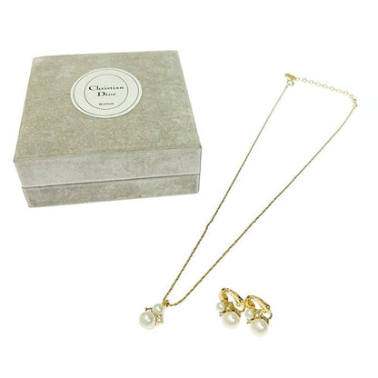 Christian Dior GP Rhinestone Faux Pearl Necklace Earring Set 328030 Necklace