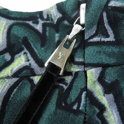 Louis Vuitton Rayon Graffiti Box Pleated Skirt Greenish 34 Made In France