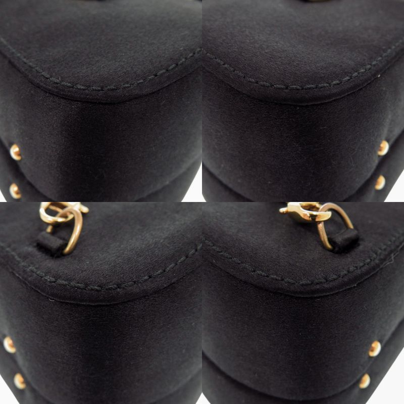 Gucci Horsebit Backpack Satin Rhinestone Black Mini Bag Black 0837 Gucci