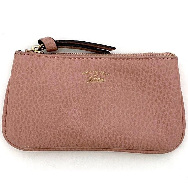 Gucci Coin Case With Key Ring Pink 368879 Excellent Condition Preowned Leather