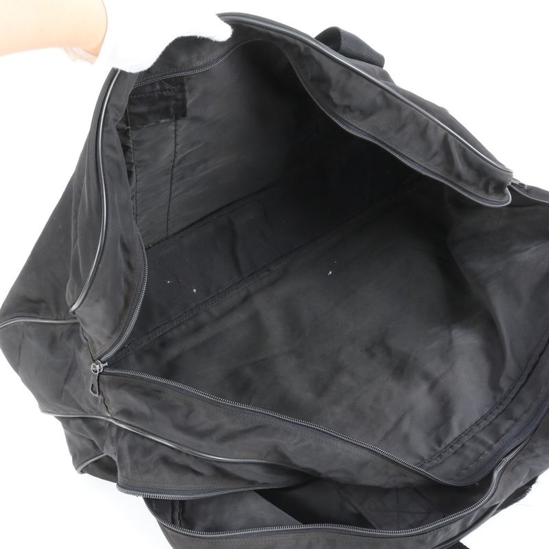 Prada Tessuto Nylon Triangle Logo Leather Boston Bag Business Travel Tote