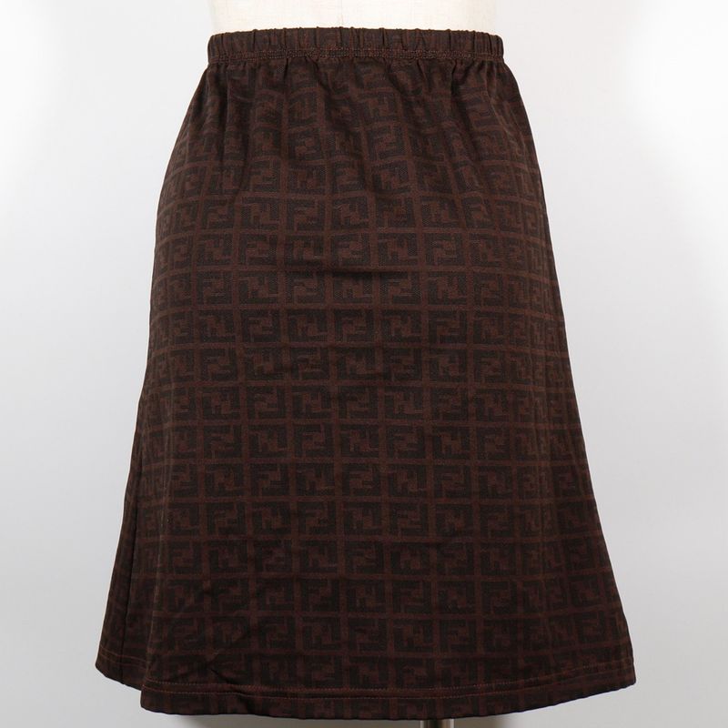 Fendi Zucca Nylon Brown Women's Mini Skirt