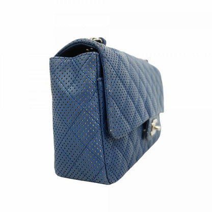 Chanel Shoulder Bag Matelasse Lambskin Blue Silver Hardware Women