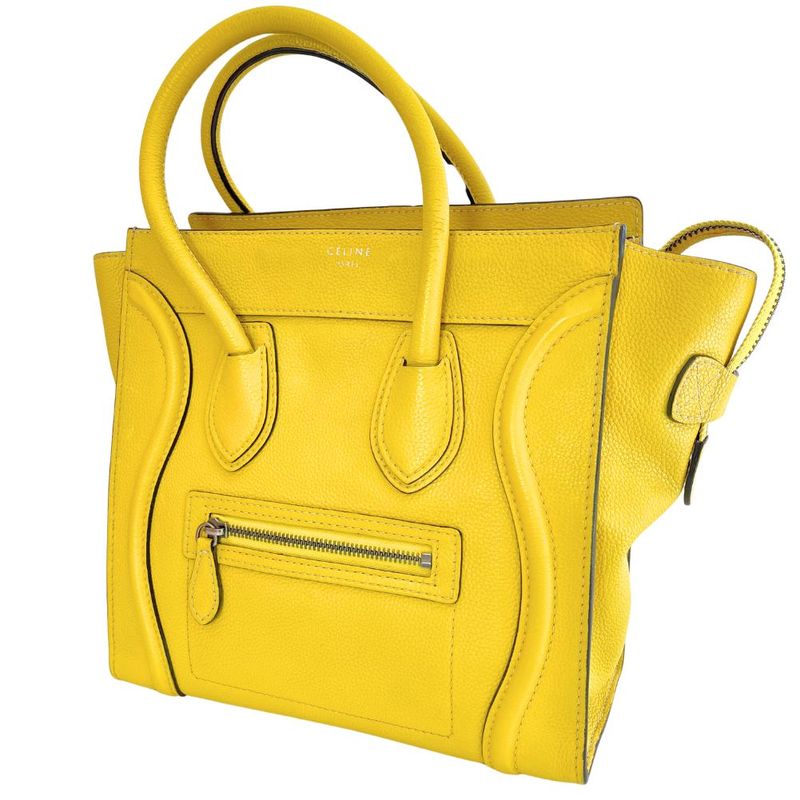 Celine Luggage Micro Shopper 167793 Leather Yellow Ladies Handbag