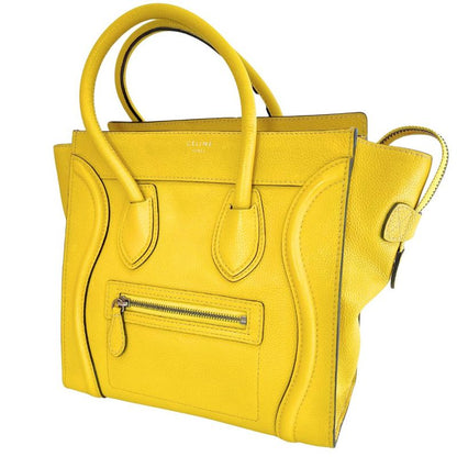 Celine Luggage Micro Shopper 167793 Leather Yellow Ladies Handbag