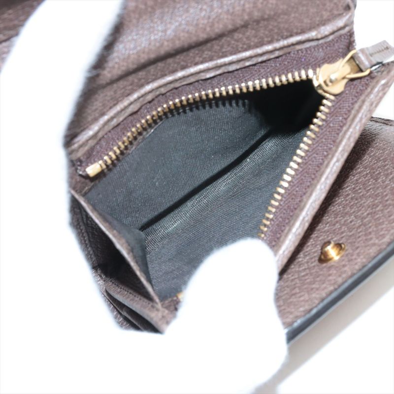 Gucci Ophidia GG Supreme PVC X Leather Compact Wallet 523174 Beige X Ebène Made