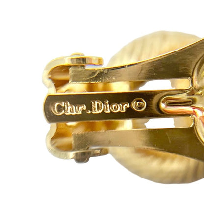 Christian DIOR Earrings Plated Metal Plated Metal Rhinestone Twisted Rope Gold