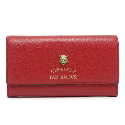 Gucci Animalier Continental Wallet 453164 Leather Red Women's Long Wallet