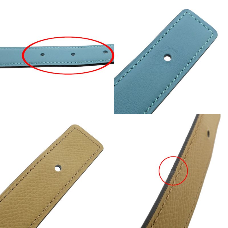Hermes Belt Gamma New Blue Jean Biscuit Rose Gold Hardware 85cm