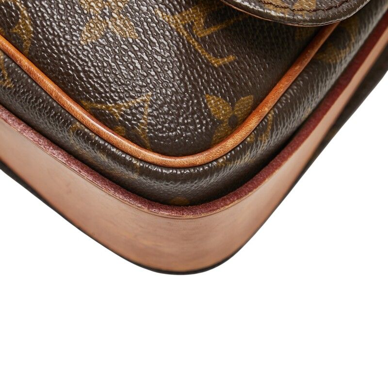 Louis Vuitton Monogram Cartouchere MM Crossbody Shoulder Bag M51253 Brown PVC