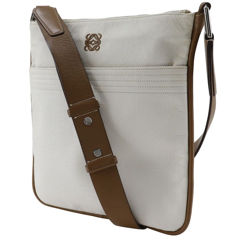 Loewe Anagram Pvc×leather White Unisex Shoulder Bag