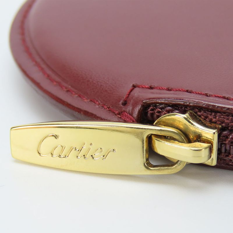 Cartier Coin Case Must Line L3000111 Calf Bordeaux Gold Hardware Coin Purse