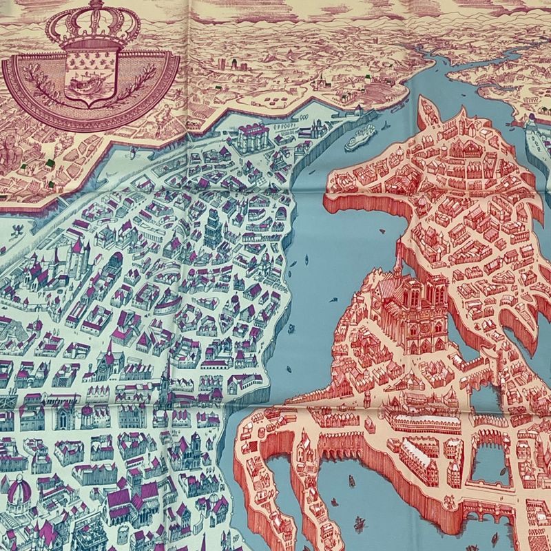 Hermes Carré 90 La Cite Cavaliere Cite Cavaliere 100% Silk Scarf Multicolor