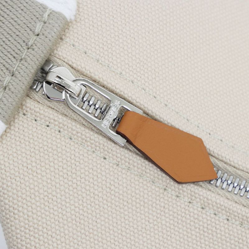 Hermes Brid A Black GM Natural Handbag Pouch Beige Ladies Men's