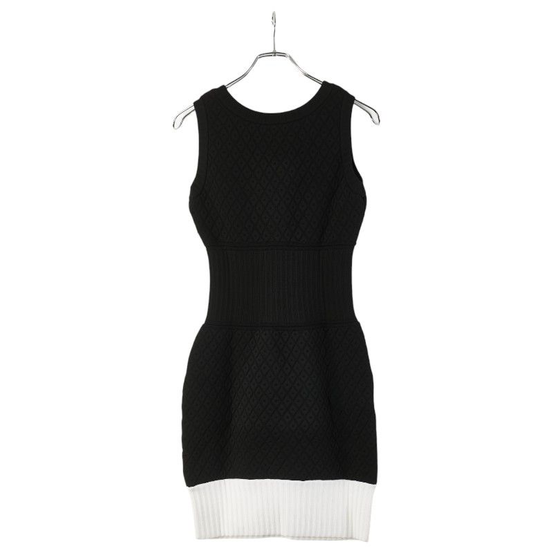Chanel Sleeveless Dress Size:38 Black White Rayon Polypropylene Women's Chanel