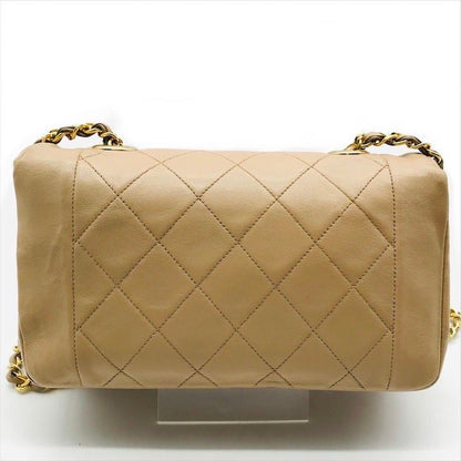 Chanel Diana Quilted Lambskin CC Logo Shoulder Bag Beige