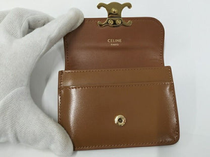 Celine Triomphe Card Case Leather Brown