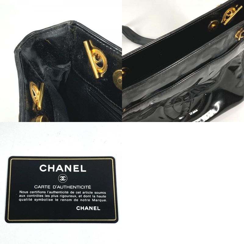 Chanel Shoulder Bag CC Coco Logo A08036 Enamel Black