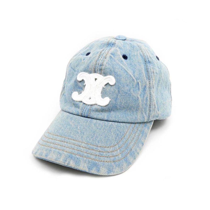 Celine Baseball Cap Triomphe Denim S Size Light Blue Apparel Hat Cap