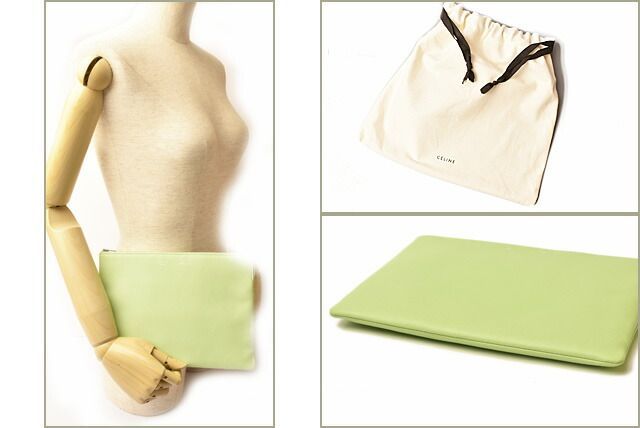 Celine Clutch Pouch Clutch Bag Ipad Case Celine Light Green Unused