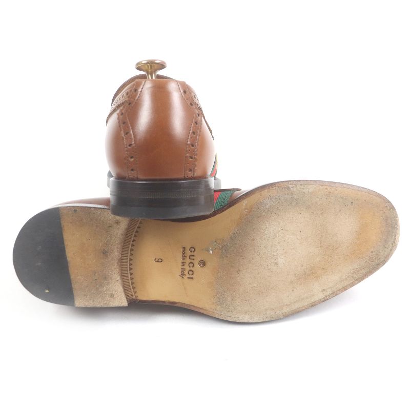 Gucci 450990 Leather Bee Embroidery Webline Perforated Coin Loafers Penny