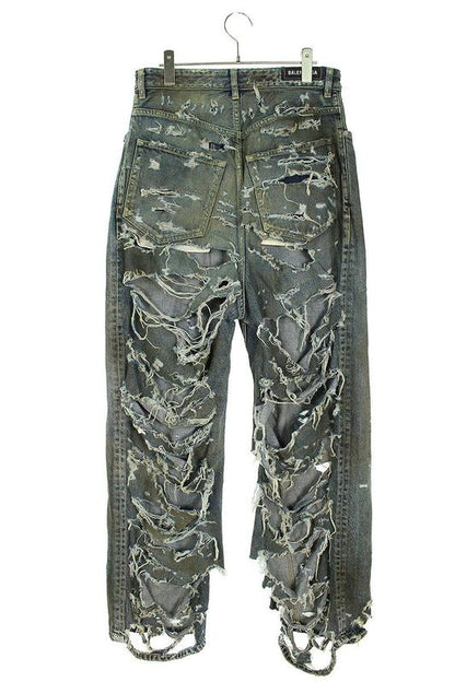 Balenciaga 745248 Tnw01 Superdestroyed Large Fit Baggy Denim Pants Men's XS