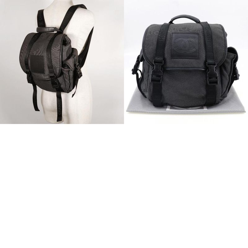 Chanel Backpack Sport Line Coco Mark Canvas Black/silver Women's Backpack/daypac