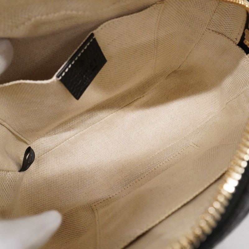 Gucci Shoulder Bag Soho 308364 Leather Black Chien Pan Gold Hardware Women's