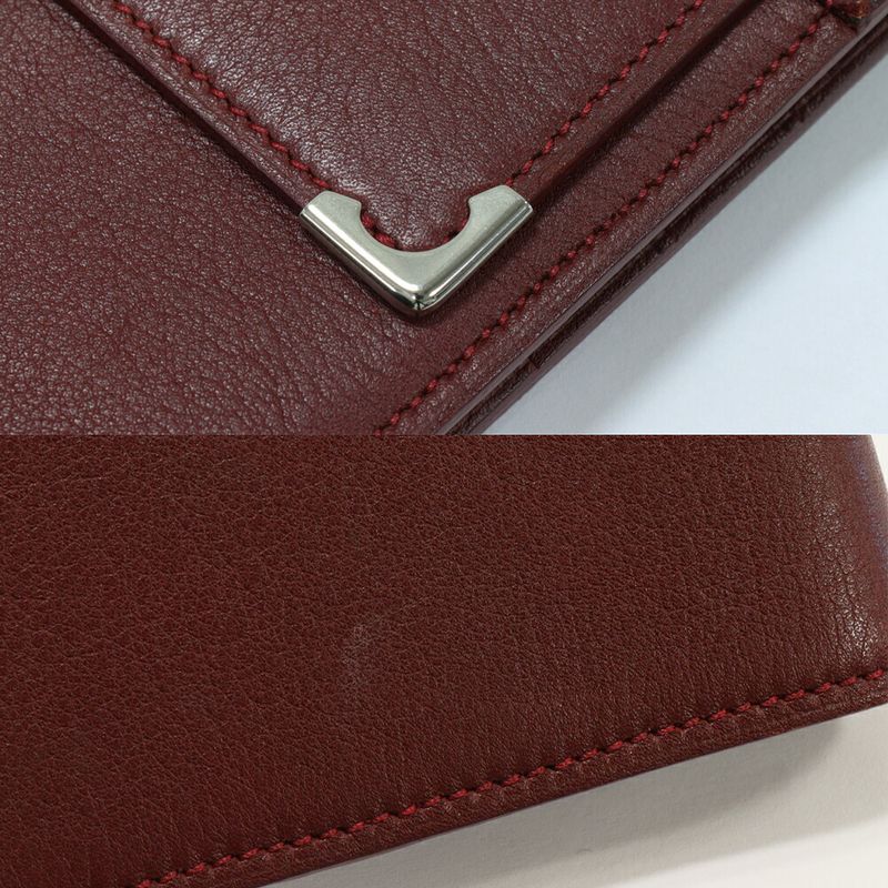 Cartier Bifold Billfold Without Coin Purse Trifold Billfold Cabochon Lined Calf