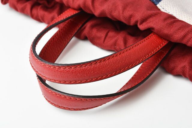 Gucci Backpack Drawstring Gucci Stripe Canvas Leather Logo Tricolor Red Blue