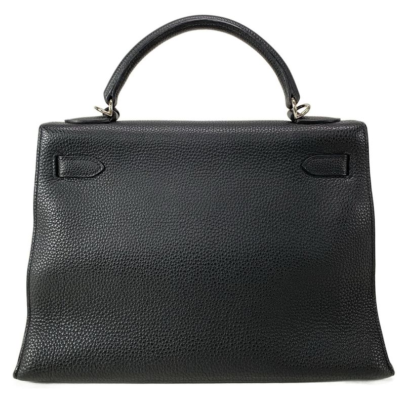 Hermes Handbag Kelly 32 Black Outside Stitching/silver Hardware