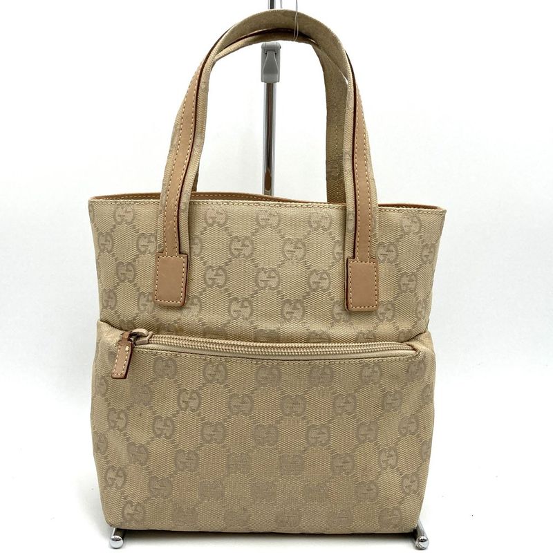 Gucci 002 1079 Handbag Tote Mini Bag Beige GG Canvas Leather Fashion Women