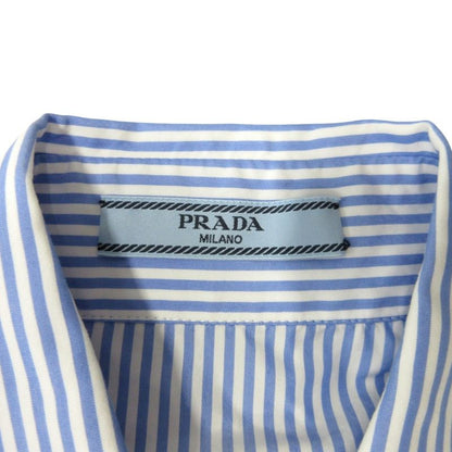 24ss Prada Button Down Shirt Blouse Cut and Sewn Gold Button Logo Embroidery
