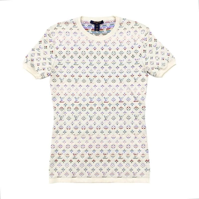 Louis Vuitton Short Sleeve Sweater Logo Monogram Knit Rw222b Tt9 Fnks99 XS Size