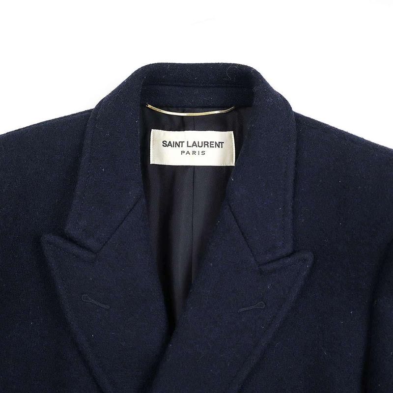 Saint Laurent Paris 13aw Wool Melton Double Breasted Napoleon Chester Coat