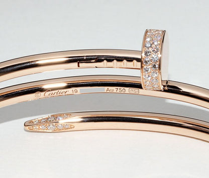 Cartier Bracelet Bangle 18K Pink Gold 62 Diamonds (051ct) Juste Un Clou