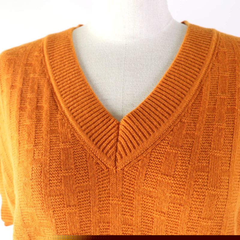 Hermes 2023 3e2639db 100% Wool H-pattern Design V-neck Short-sleeved Knit