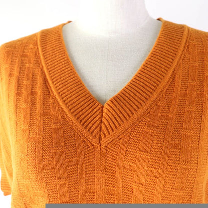 Hermes 2023 3e2639db 100% Wool H-pattern Design V-neck Short-sleeved Knit