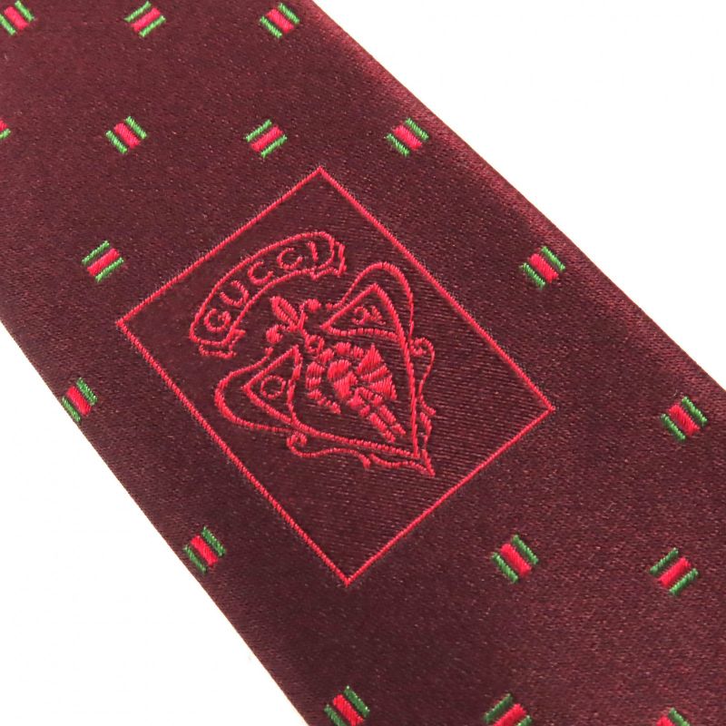 Gucci 406354) 100% Silk All-over Webline Design GG Pattern Lining Tie Bordeaux