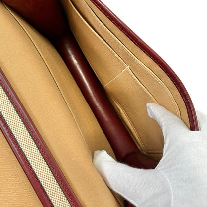 Hermes Shoulder Bag Toile Ashe Canvas Leather Beige