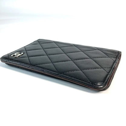 Chanel Passport Case CC Logo Coco Mark Matelasse Quilted Leather Black
