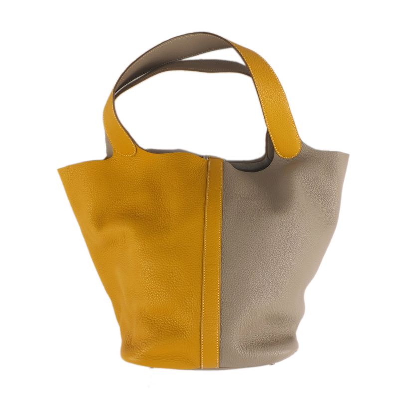 Hermes Picotin Lock T GM Handbag Gray X Yellow Silver Hardware P