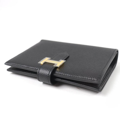 Hermes Bearn Compact Gold Hardware Vaux Epson Bifold Wallet Black With W