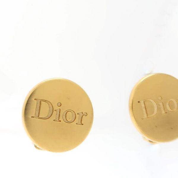 Christian Dior Earring GP Round Dior Logo Germany Gold Christian Dior