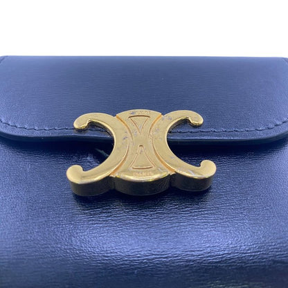 Celine Small Flap Wallet Trifold Wallet Branded Coin Purse Bill Black Women