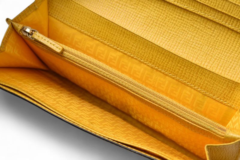 Fendi Wallet Fendi Long Wallet 8m0000 Zucca Pattern Brown Yellow